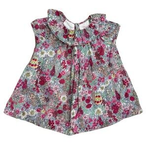 Jacadi Liberty Floral Print Blouse Pink Multicolor Girls 6M‎